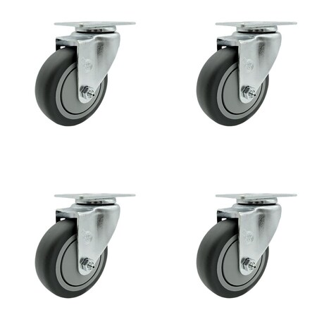 Service Caster FG25656 Rubbermaid Cube Utility Truck Quiet Replacement Swivel Caster , 4PK RUB-SCC-20S414-TPRB-4